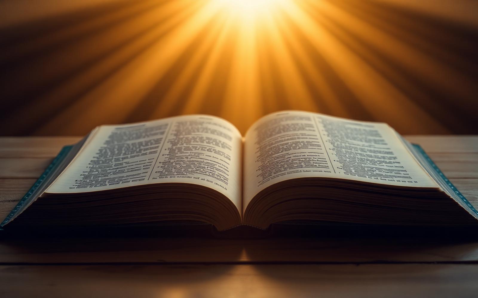 Open Bible with rays of light